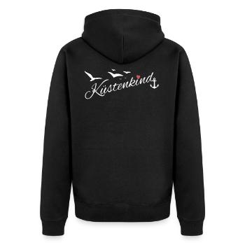 Küstenkind - Unisex Premium Bio Zip Hoodie - Schwarz - Hinten - Nico (187cm)