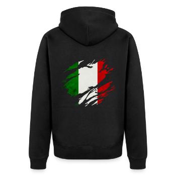 Italien Flagge - Unisex Premium Bio Zip Hoodie - Schwarz - Hinten - Nico (187cm)
