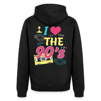 Rétro I Love 90s Outfit Heart Party Gifts - Veste à capuche bio Premium Unisexe - noir - Dos - Nico (187cm)
