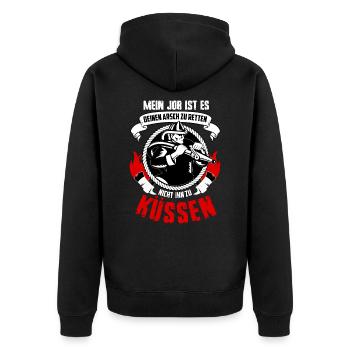 Lustiger Feuerwehrmann Spruch Feuerwehr Geschenk - Unisex Premium Bio Zip Hoodie - Schwarz - Hinten - Nico (187cm)
