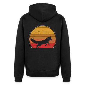 Fox - Unisex Premium Organic Zip Hoodie - black - Back - Nico (187cm)