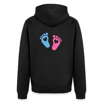Babyfuesse mit Herzen - Unisex Premium Bio Zip Hoodie - Schwarz - Hinten - Nico (187cm)