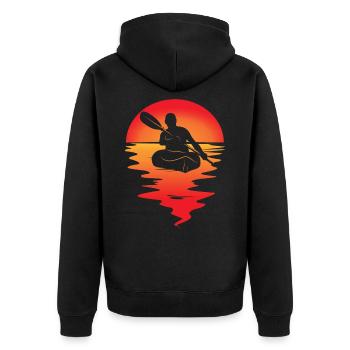 Kanu - Unisex Premium Bio Zip Hoodie - Schwarz - Hinten - Nico (187cm)