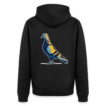 Taube - Unisex Premium Bio Zip Hoodie - Schwarz - Hinten - Nico (187cm)