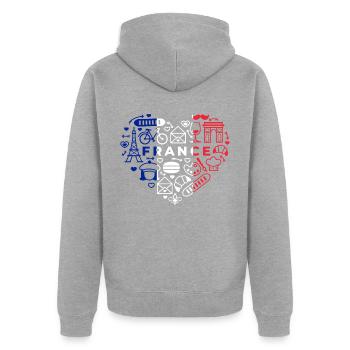 France - Veste à capuche bio Premium Unisexe - gris chiné - Dos - Nico (187cm)
