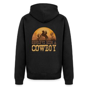 Cowboy - Unisex Premium Bio Zip Hoodie - Schwarz - Hinten - Nico (187cm)