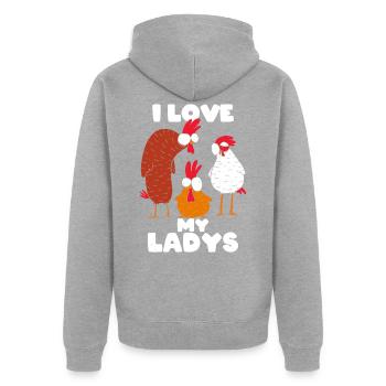 chicken - Unisex Premium Organic Zip Hoodie - heather grey - Back - Nico (187cm)