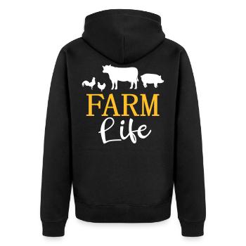 Ferme vie fermier fermier vache poulet cochon - Veste à capuche bio Premium Unisexe - noir - Dos - Nico (187cm)