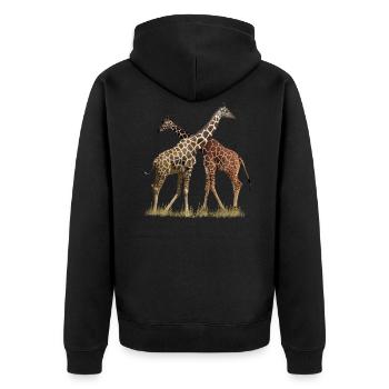 Girafes nettes - Girafes - Kenya / Afrique - Veste à capuche bio Premium Unisexe - noir - Dos - Nico (187cm)