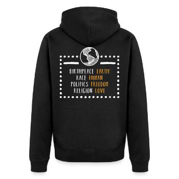 Paix mondiale pour un monde en paix - Veste à capuche bio Premium Unisexe - noir - Dos - Nico (187cm)