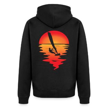 windsurfen Windsurfer Wassersport - Unisex Premium Bio Zip Hoodie - Schwarz - Hinten - Nico (187cm)