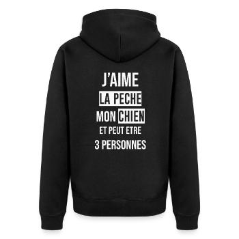 J'aime la pêche et mon chien - Veste à capuche bio Premium Unisexe - noir - Dos - Nico (187cm)