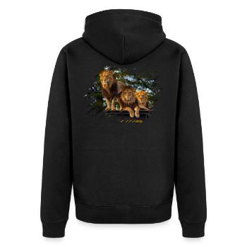lions - Unisex Premium Organic Zip Hoodie - black - Back - Nico (187cm)