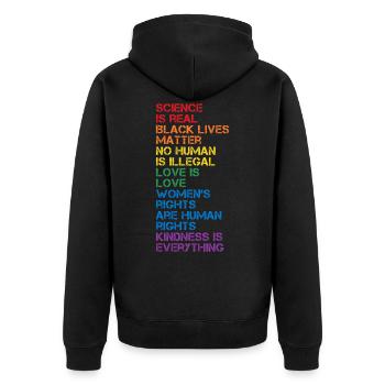 Wissenschaft ist echte schwarze Lebenssache LGBT Pride BLM - Unisex Premium Bio Zip Hoodie - Schwarz - Hinten - Nico (187cm)