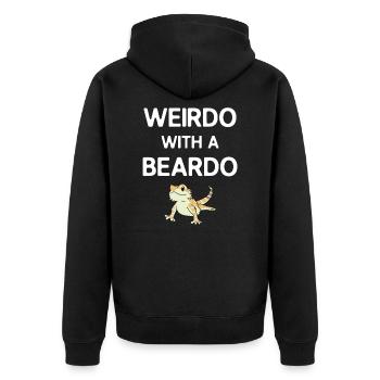 Weirdo with a Beardo, retro vintage Bearded Dragon - Unisex Premium Organic Zip Hoodie - black - Back - Nico (187cm)