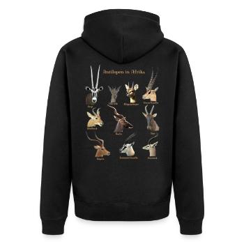 Antilopen auf Safari in Afrika - Unisex Premium Bio Zip Hoodie - Schwarz - Hinten - Nico (187cm)