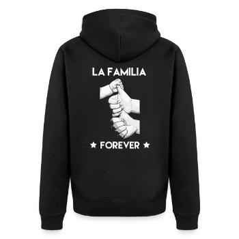 La Familia Geschenkidee Geburtstag Lustig - Unisex Premium Bio Zip Hoodie - Schwarz - Hinten - Nico (187cm)
