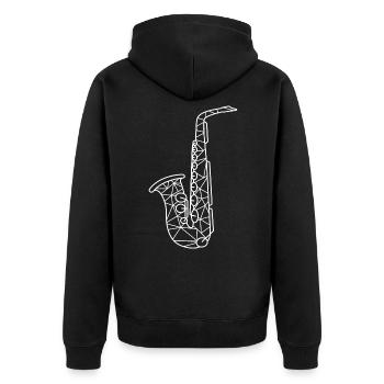 Saxophon Saxophonist - Unisex Premium Bio Zip Hoodie - Schwarz - Hinten - Nico (187cm)