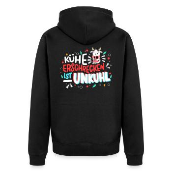 Kühe Erschrecken Ist Unkuhl - Unisex Premium Bio Zip Hoodie - Schwarz - Hinten - Nico (187cm)