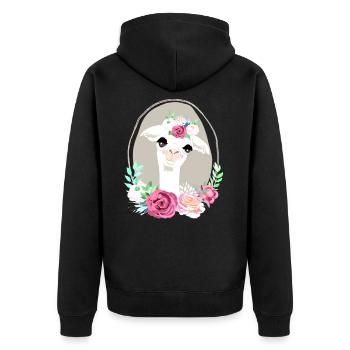Idée de cadeau d'anniversaire Lama Flower Power - Veste à capuche bio Premium Unisexe - noir - Dos - Nico (187cm)