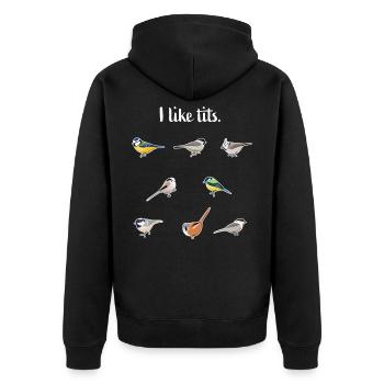 Blaumeise, Kohlmeise & mehr Vögel Lustiges Geschenk - Unisex Premium Bio Zip Hoodie - Schwarz - Hinten - Nico (187cm)
