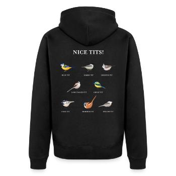 Schöne Titten Lustige Vogelbeobachtung Geschenkidee - Unisex Premium Bio Zip Hoodie - Schwarz - Hinten - Nico (187cm)