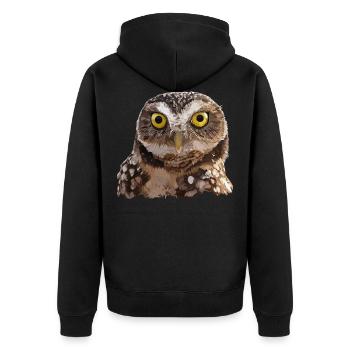 Eule graben - Unisex Premium Bio Zip Hoodie - Schwarz - Hinten - Nico (187cm)