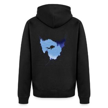 Taucher Taucherin Tauchen Geschenk - Unisex Premium Bio Zip Hoodie - Schwarz - Hinten - Nico (187cm)