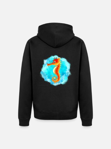 Seahorse - Unisex Premium Organic Zip Hoodie - black