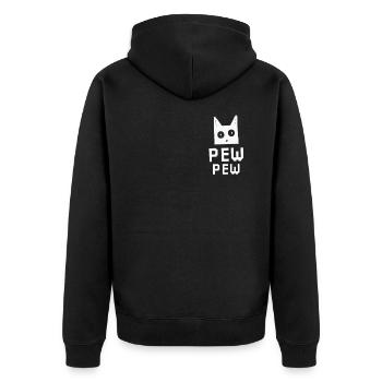 Pew Pew Cat Meme cat - Unisex Premium Organic Zip Hoodie - black - Back - Nico (187cm)