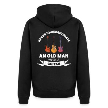 Old man with a Guitar | Funny Music Gift - Unisex Premium Organic Zip Hoodie - black - Back - Nico (187cm)