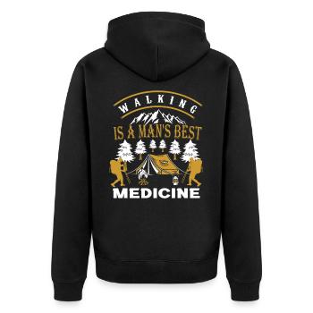 La marche est le meilleur médicament d'un homme. Marcher drôle - Veste à capuche bio Premium Unisexe - noir - Dos - Nico (187cm)
