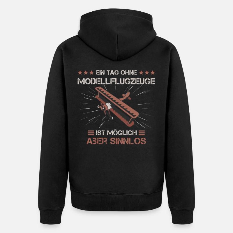 Modellfliegen Modellflugzeug Modellbauer Geschenk - Unisex Premium Bio Zip Hoodie - Schwarz