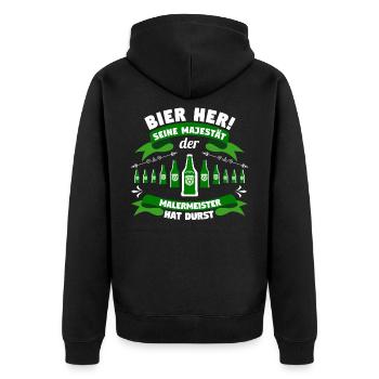 Malermeister Geschenk Meisterprüfung bestanden - Unisex Premium Bio Zip Hoodie - Schwarz - Hinten - Nico (187cm)