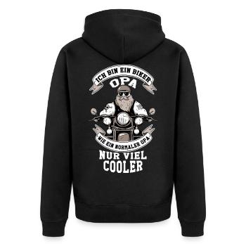 Biker Opa Motorrad Fahrer lustig Geschenk cool - Unisex Premium Bio Zip Hoodie - Schwarz - Hinten - Nico (187cm)