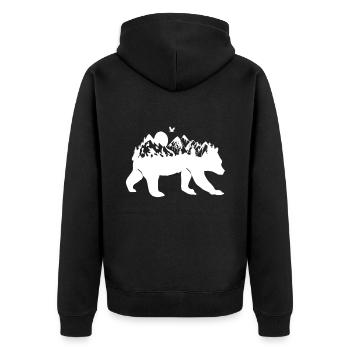 Bär - Unisex Premium Bio Zip Hoodie - Schwarz - Hinten - Nico (187cm)
