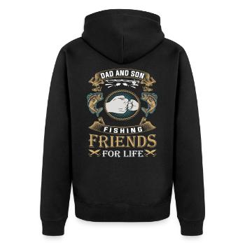 Cadeau d'amis pêche pêcheur à la ligne papa et fils - Veste à capuche bio Premium Unisexe - noir - Dos - Nico (187cm)