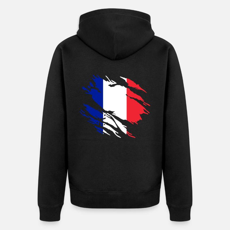 Frankreich Flagge - Unisex Premium Bio Zip Hoodie - Schwarz