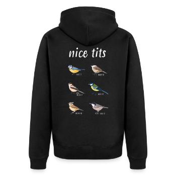 Cadeau d'oiseau drôle d'observation d'oiseaux "beaux seins" - Veste à capuche bio Premium Unisexe - noir - Dos - Nico (187cm)