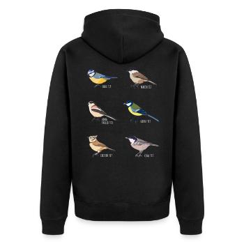 Vogelbeobachtungsgeschenk - Blaumeise, Kohlmeise - Unisex Premium Bio Zip Hoodie - Schwarz - Hinten - Nico (187cm)