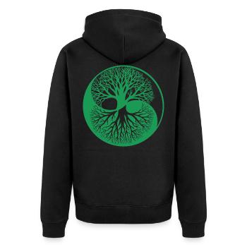 Baum des Lebens - Unisex Premium Bio Zip Hoodie - Schwarz - Hinten - Nico (187cm)