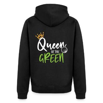 Golferin Golfspielerin Golf spielen Golfen - Unisex Premium Bio Zip Hoodie - Schwarz - Hinten - Nico (187cm)