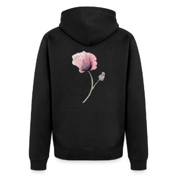 Blume - Unisex Premium Bio Zip Hoodie - Schwarz - Hinten - Nico (187cm)