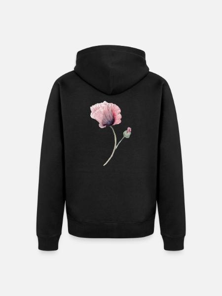 Blume - Unisex Premium Bio Zip Hoodie - Schwarz