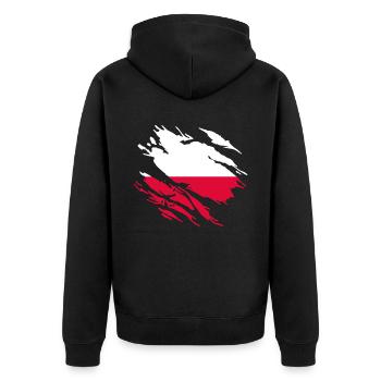 Poland flag - Unisex Premium Organic Zip Hoodie - black - Back - Nico (187cm)