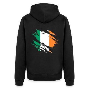 Irland Flagge - Unisex Premium Bio Zip Hoodie - Schwarz - Hinten - Nico (187cm)