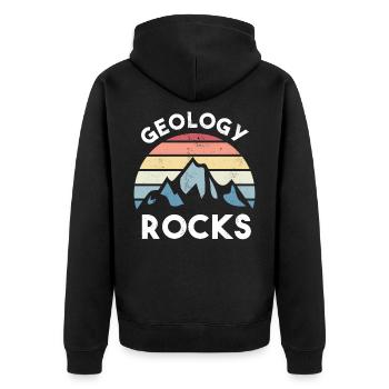 Mountain Vintage Geology Gift Geologist - Unisex Premium Organic Zip Hoodie - black - Back - Nico (187cm)