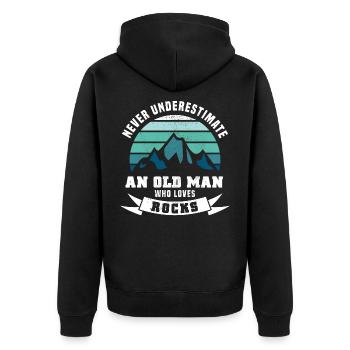 Funny Geology & Rocks Gift for Old Man - Unisex Premium Organic Zip Hoodie - black - Back - Nico (187cm)