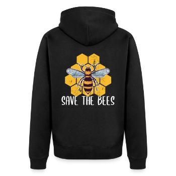 Imker Speichern Sie das Bienen-Imkereigeschenk - Unisex Premium Bio Zip Hoodie - Schwarz - Hinten - Nico (187cm)