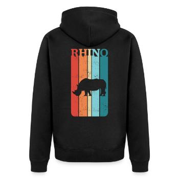 Cadeau de rhinocéros rhinocéros rétro vintage - Veste à capuche bio Premium Unisexe - noir - Dos - Nico (187cm)
